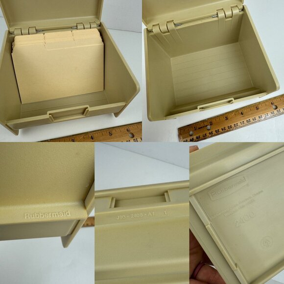 Vtg Rubbermaid Plastic Recipe Password Organize Container Hinge Lid Cream Yellow - Picture 6 of 9